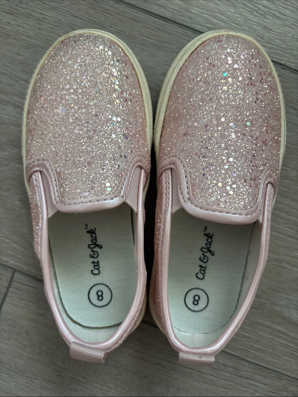 Cat & Jack Pink Glitter girls Slip-On Sneakers size 8 toddler